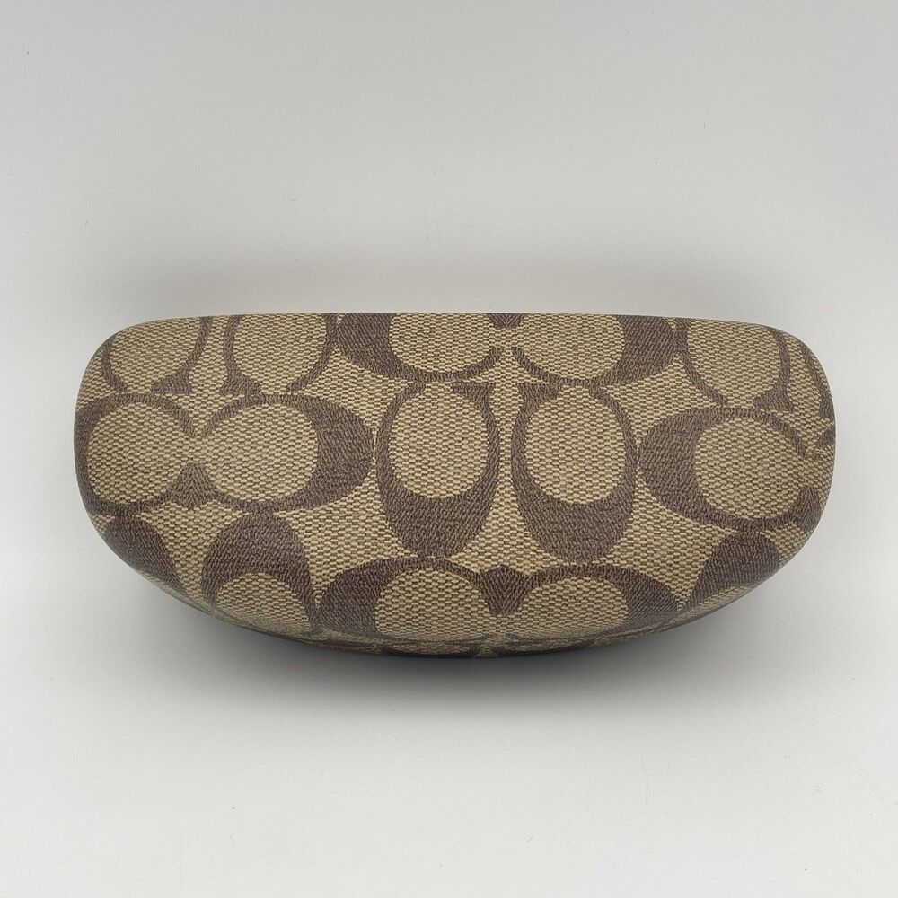 COACH 6" Eyeglass Hard Clamshell Case C Monogram Tan and Brown Sunglasses Case